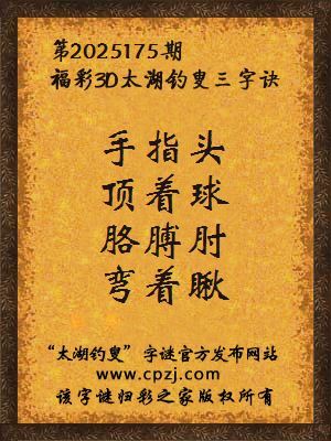 福彩3d第2025175期太湖钓叟三字诀