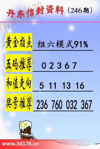 丹东信封资料图3d第2025246期黄金指点：组六模式91%