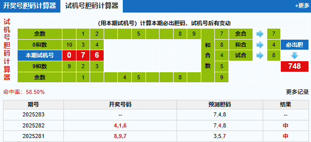 3d之家福彩3d胆码计算器