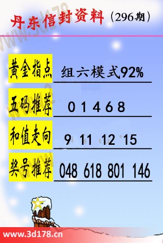 丹东信封资料图3d第2025296期黄金指点：组六模式92%