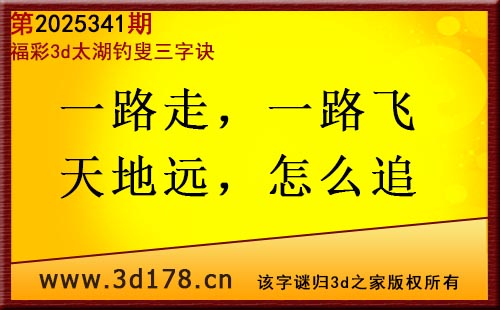 3d第2025341期太湖图库解字谜：一路走，一路飞