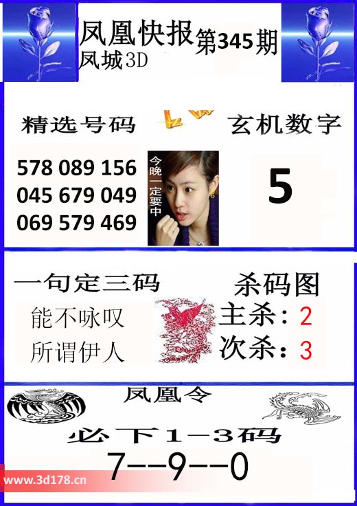 3d凤凰快报第2025345期主杀：2