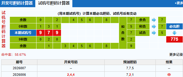 3d之家福彩3d胆码计算器