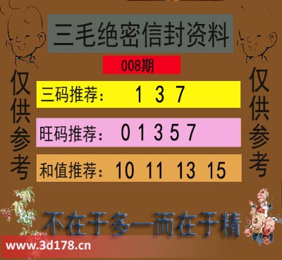 3d第2026008期三毛绝密信封资料图三码推荐：137