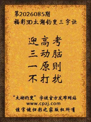 3d第2026085期太湖图库解字谜：一原则，不打扰