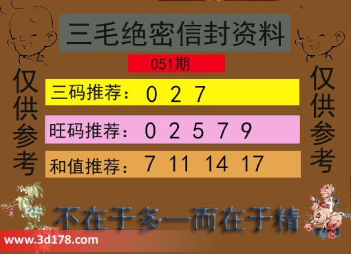 3d第2025051期三毛绝密信封资料图旺码推荐：02579