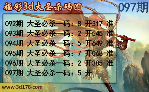 3d第2025097期大圣杀码图：必杀一码5