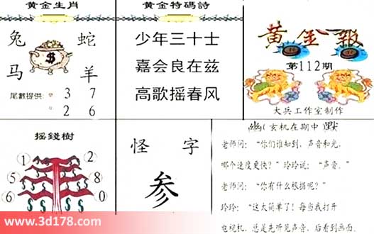 3d第2025112黄金报尾数推荐：单数37