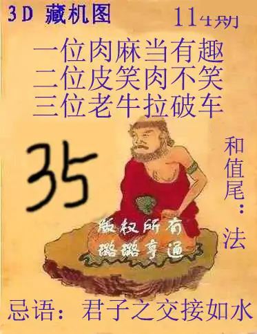 正版藏机图3d第2025114期推荐和尾：法