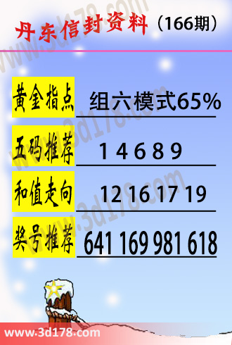 丹东信封资料图3d第2025116期黄金指点：组六模式65%