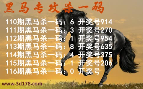 黑马专攻一码3d第2025116期杀码预测：杀一码0