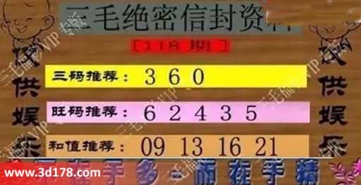 3d第2025118期三毛绝密信封资料图三码推荐：036