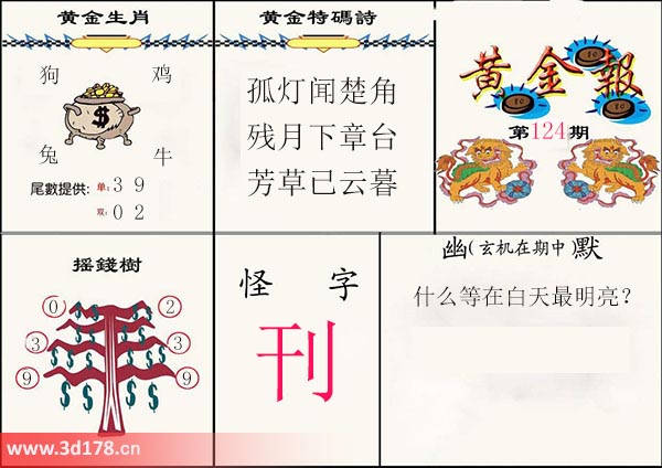 3d第2025124黄金报尾数推荐：单3 9