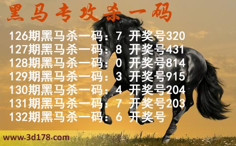 黑马专攻一码3d第2025132期杀码预测：杀一码6