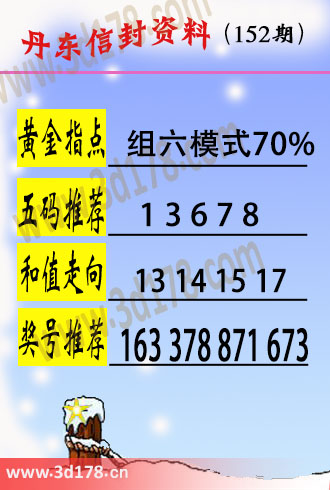丹东信封资料图3d第2025152期五码推荐：13678