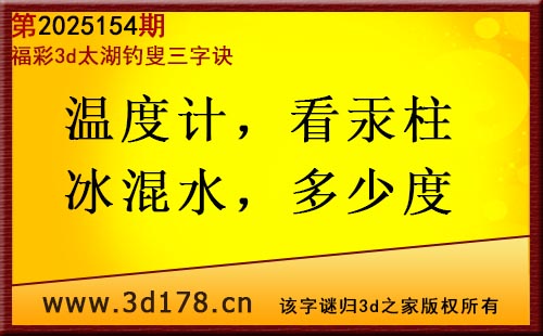 3d第2025154期太湖图库解字谜：温度计，看汞柱