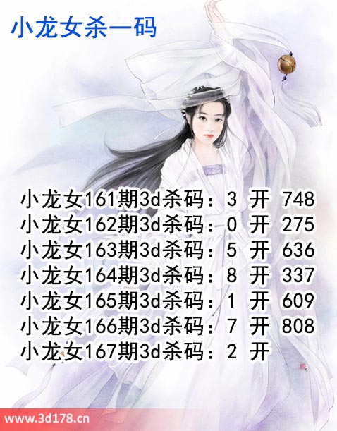 小龙女3d第2025167期杀码图推荐：杀一码2