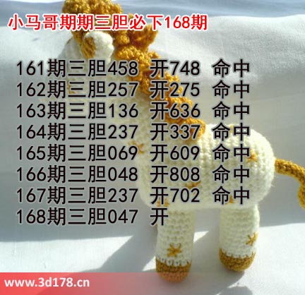 小马哥3d第2025168期预测分析推荐：三胆047