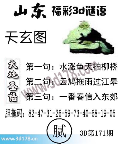 3d第2025171期丹东天玄图第一句：水涨鱼天拍柳桥