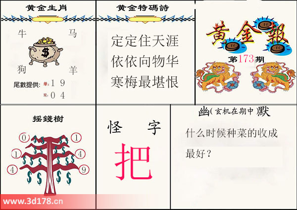 3d第2025173黄金报尾数推荐怪字：把