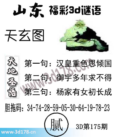 3d第2025175期丹东天玄图第二句：御宇多年求不得