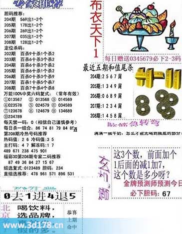 3d布衣天下第2025208期百位杀一码：6