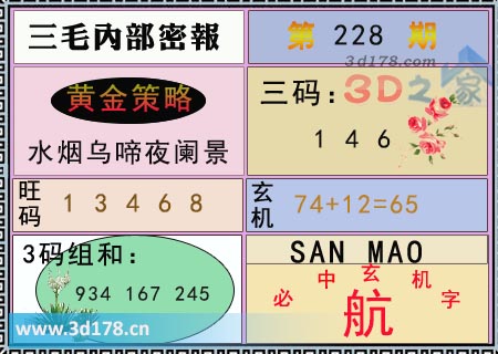 第2025228期3d三毛内部密报必中玄机字：航