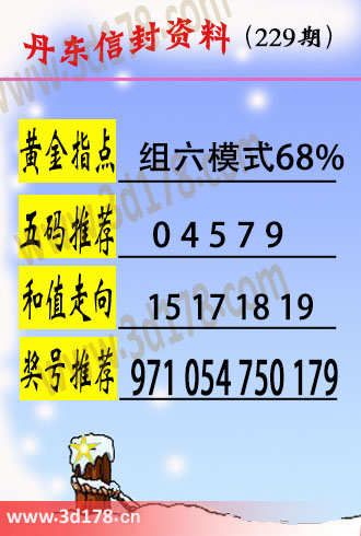 丹东信封资料图3d第2025229期五码推荐：04579