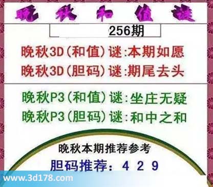 3d红五晚秋图第2025256期和值谜：本期如愿