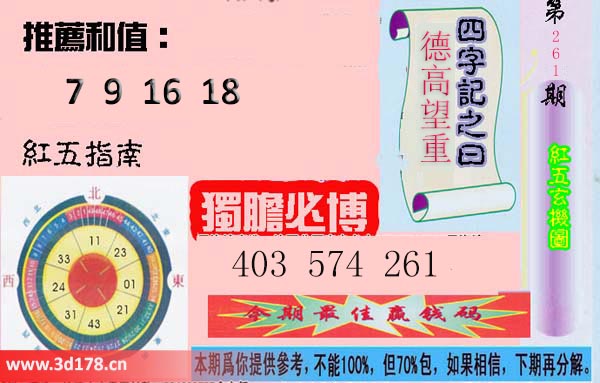 第2025261期3d红五玄机图独胆必博：403