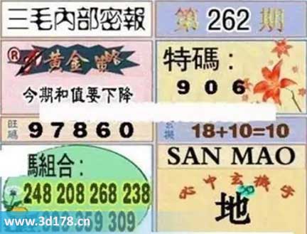 3d第2025262期三毛绝密信封资料图旺码推荐：06789
