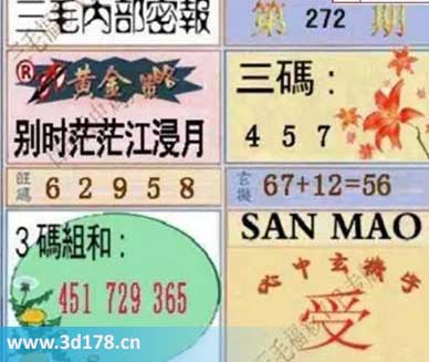 3d第2025272期三毛绝密信封资料图旺码推荐：457