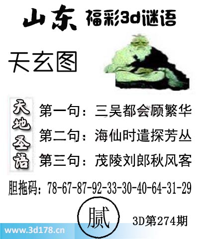 3d第2025274期丹东天玄图第三句：茂陵刘郎秋风客