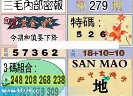 3d第2025279期三毛绝密信封资料图旺码推荐：256