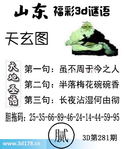 3d第2025281期丹东天玄图第二句：半落梅花碗碗香