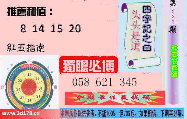 第2025287期3d红五玄机图四字记之曰：头头是道