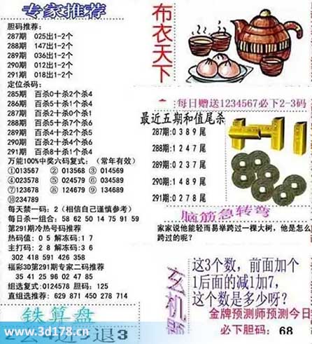 3d布衣天下第2025291期个位杀一码推荐:4