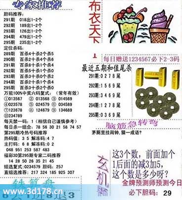 3d布衣天下第2025295期个位杀一码推荐：0