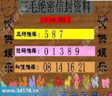 3d第2025316毛绝密信封资料图胆码推荐：578