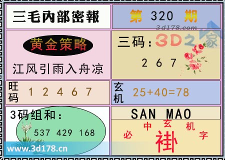 3d第2025320期三毛内部密报图黄金策略：江风引雨入舟凉