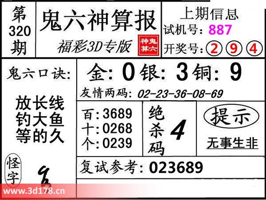 鬼六神算报3d第2025320期鬼六口诀：放长线