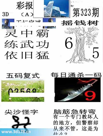 香港彩报3d第2025323期每日通杀一码：9