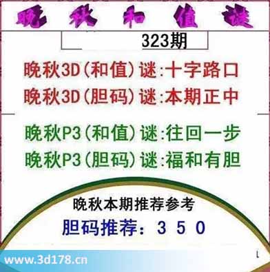 3d红五晚秋图第2025323期胆码谜：本期正中