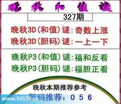 3d红五晚秋图第2025327期胆码谜：一上一下