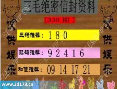3d第2025330毛绝密信封资料图胆码推荐:018