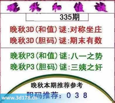3d红五晚秋图第2025335期胆码谜:期末有数