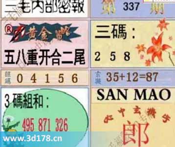 3d第2025337期三毛内部密报图三码推荐:258