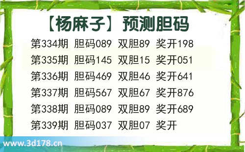 杨麻子胆码图3d第2025339期推荐:双胆看07