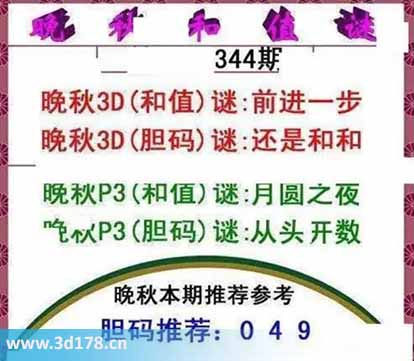 3d红五晚秋图第2025344期胆码谜：还是和和