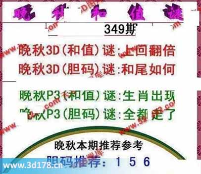 3d红五晚秋图第2025349期胆码谜：和尾如何